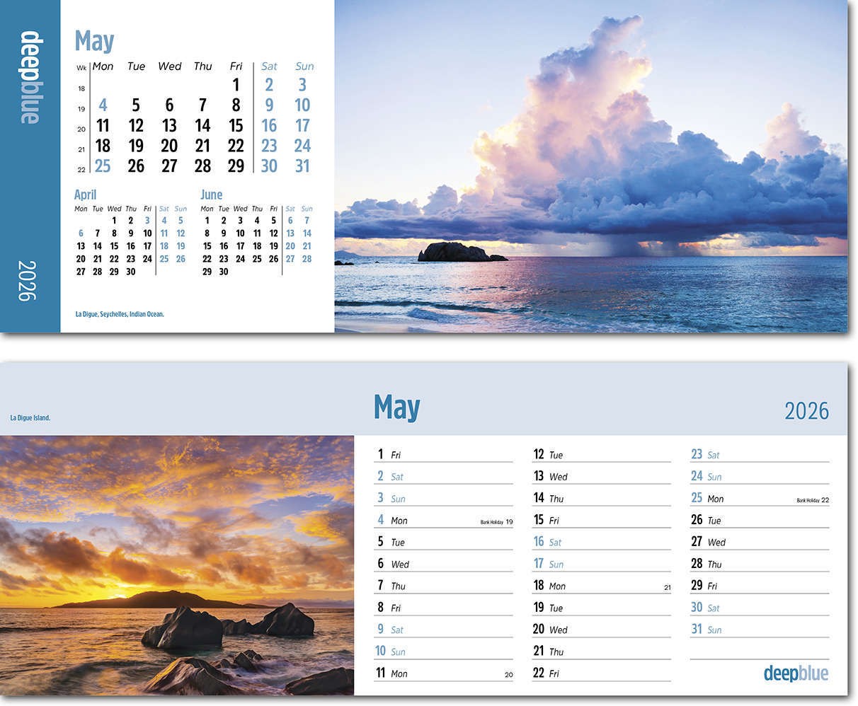 Deep Blue Desk Calendar