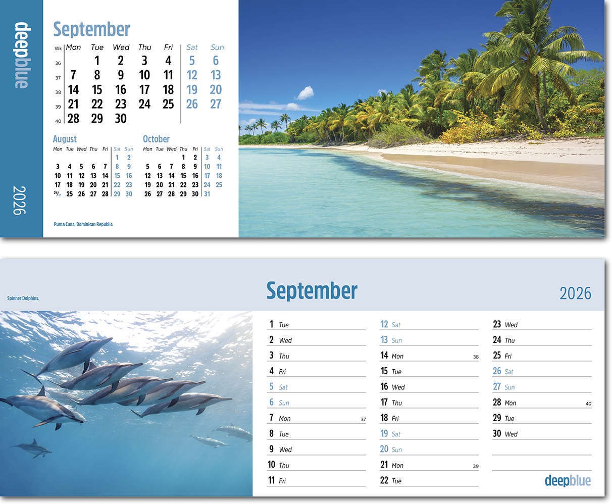 Deep Blue Desk Calendar