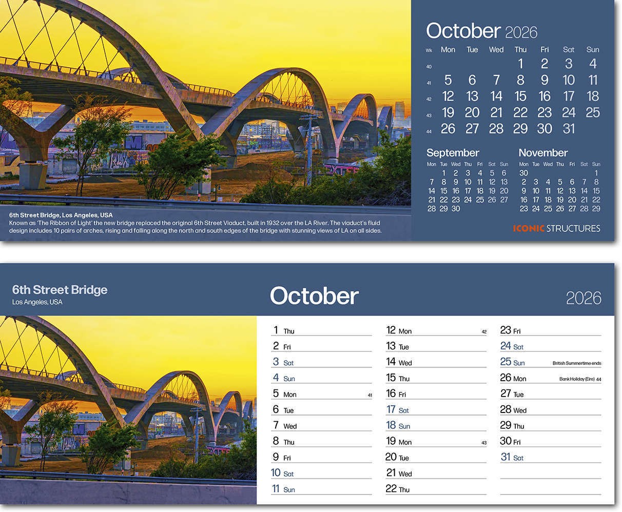 Iconic Structures Premium Lined Easel Desk Calendar