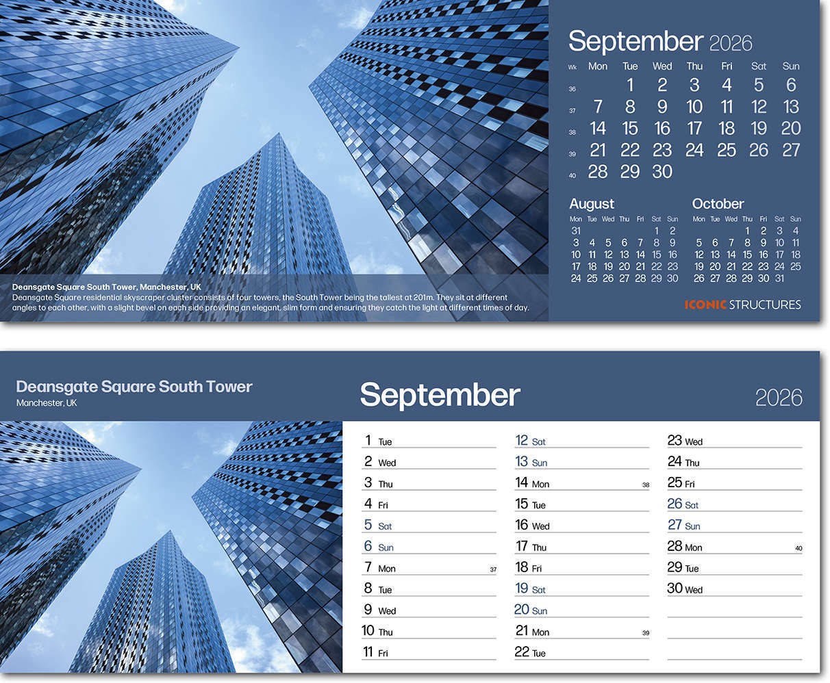 Iconic Structures Premium Lined Easel Desk Calendar